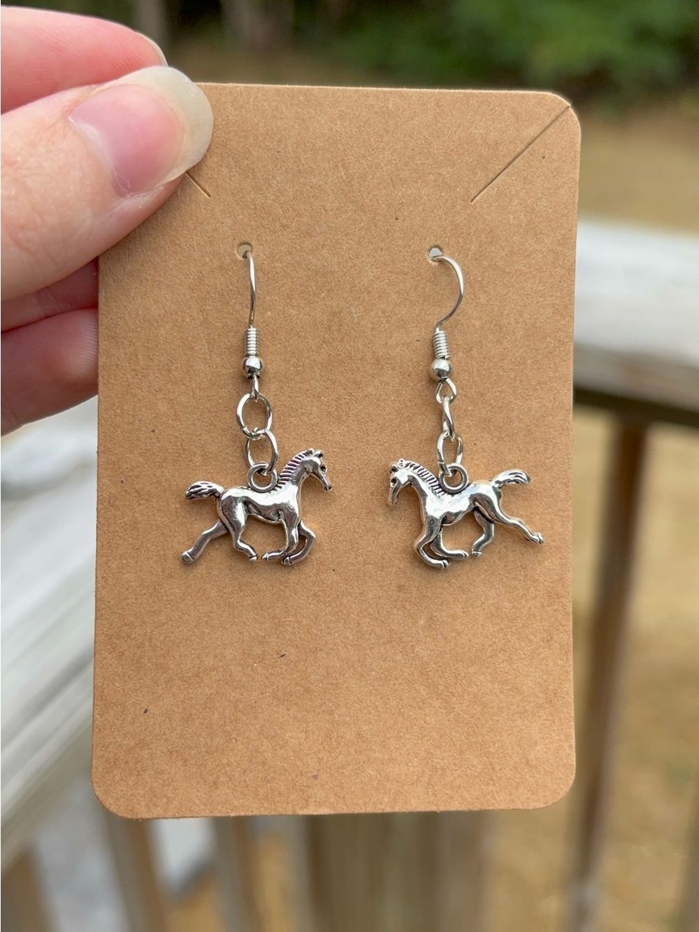 Silver Horse Dangle Earrings